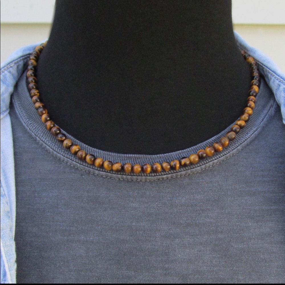 Tiger eye beaded necklace for men